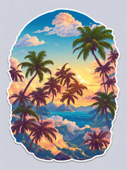 tropical island with palm trees