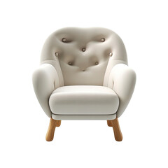 Naklejka premium Armchair art deco style in white isolated on transparent background. Front view. Series of furniture