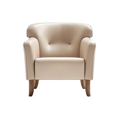 Armchair art deco style in beige isolated on transparent background. Front view. Series of furniture