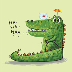 Illustration of funny crocodile cartoon icon character vector zoo animal collection.
