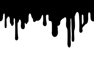 Seamless illustration of flowing black drops on a white background