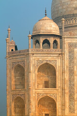 Fototapeta na wymiar Architectural detail of the famous Taj Mahal mausoleum, Agra, India .