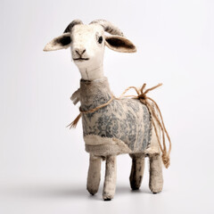 Gray Farmhouse Goat Vintage Toy Isolated on White Background
