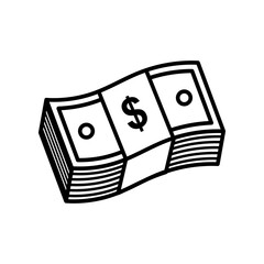 Stack of Money Outline Icon Vector Illustration