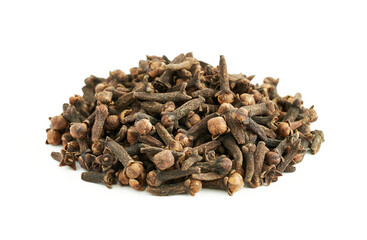 dry clove spice isolated on white background. dry clove spice isolated. pile of dry clove spice...