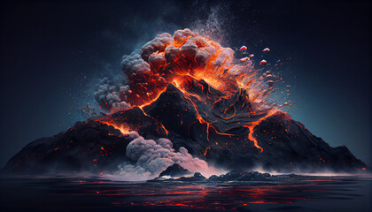 Underwater volcanic eruption Ai generated image