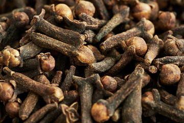 close up dry clove spice texture background. dry clove spice texture background. pile of dry clove spice texture background                      