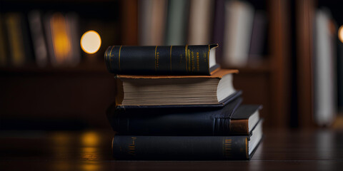 A stack of books for reading and education at the library, school, or college. Generative ai