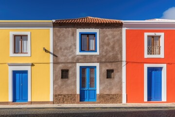 Fototapeta na wymiar vibrant row of colorful houses on a street