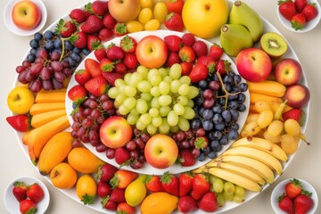 Naklejka na ściany i meble colorful fruit salad on a white plate