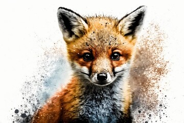 Fototapeta premium close up of a red fox on a white background. Generative AI