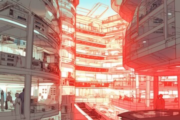 bustling metropolis with towering skyscrapers. Generative AI