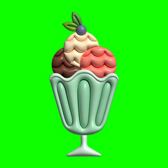 3D Ice Cream Graphic Assets with Greenscreen Background