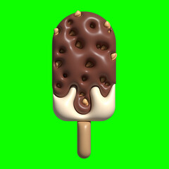 3D Ice Cream Graphic Assets with Greenscreen Background