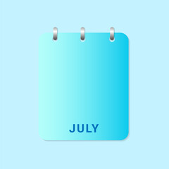 Cover Daily calendar of July month on white paper note