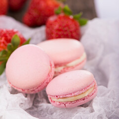 Macaroon on a wooden background