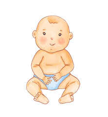 Watercolor illustration of cute baby