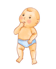 Watercolor illustration of cute baby