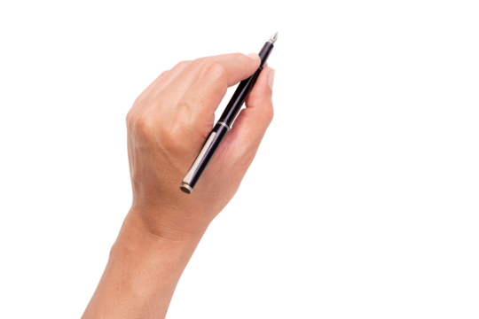 men hand holding a pen at the target - business targeting, aiming, focus concept. white background, isolate.