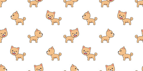 Vector cartoon cute pomeranian dog seamless pattern background for design.