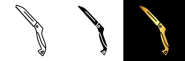 The Pruning Saw icon represents a versatile and essential tool used in gardening and arboriculture for cutting through tree branches and thick stems. 