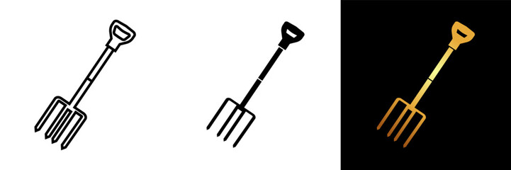 Garden Fork icon represents a versatile and essential tool used for loosening soil, digging, and cultivating in gardening and landscaping activities.