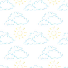 seamless pattern with cloud and sun