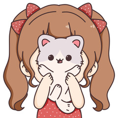 Happy cat & girl