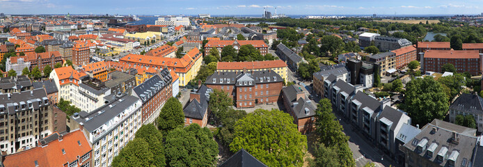 Panoramic view of Copenhagen from the tower of Vor Frelsers Church, Denmark, Europe, Northern Europe
