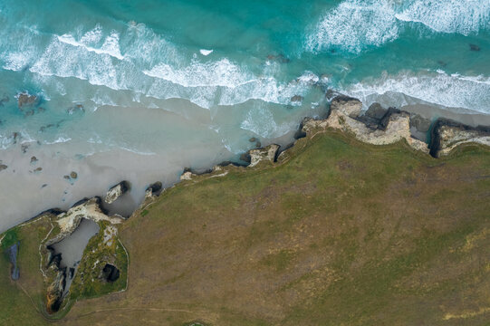 Aerial view of As Catedrais beach in north Spain