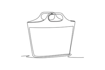 Single one line drawing Shopping bags and baskets concept. Continuous line draw design graphic vector illustration.