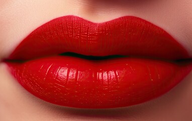 Obraz premium Lips with red lipstick. 