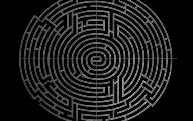 Black and white 3d maze with a labyrinth.