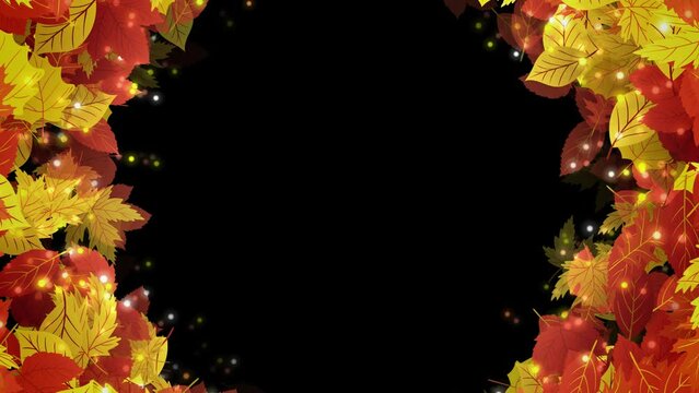 Leaf frame overlay with autumn leaf and particle with alpha