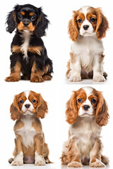 Young avalier King Charles Spaniel puppy on the white background. Generative AI