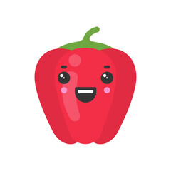 Cute smiling pepper, isolated colorful vector vegetable icon