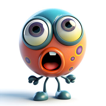 Cartoon character of an orange emoticon with a surprised facial expression