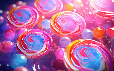 Fototapeta na wymiar Colorful Lollipops Abstract Background