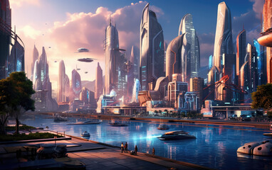 Obraz premium Futuristic Smart City Abstract background