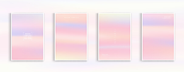 Fototapeta premium Set holographic gradient pastel modern background. blue, pink ,yellow and orange colors for deign concepts, wallpapers, web, presentations and prints. vector design.
