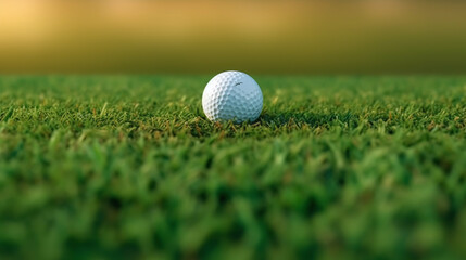 Obraz premium Close up golf ball on green grass field. Generative Ai