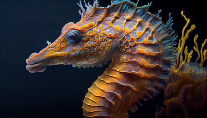 Colored seahorse Ai generated image - obrazy, fototapety, plakaty
