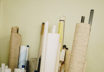 detail of old maps in the underfunded  classroom