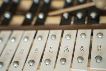 detail of cymbals in black and white colors