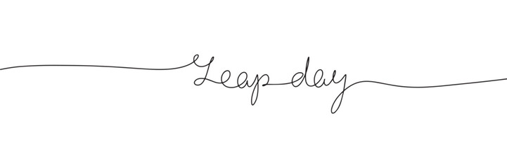 Leap day word - continuous one line with word. Minimalistic drawing of phrase illustration.