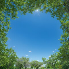 Green and blue summer bokeh for background - AI Generated