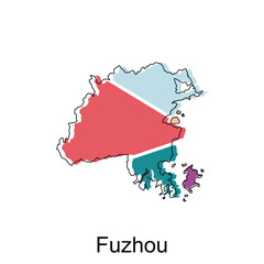Map of Fuzhou High Quality is a province of China map, black and white detailed outline regions of the country. Vector illustration template