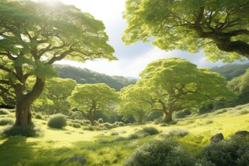 Illustration of trees in a serene landscape