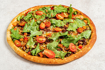 tasty pizza on the grey background