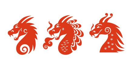 Logo design. Head of dragon on white. Chinese Happy New Year 2024. Year of the Dragon. Symbol of New Year. 